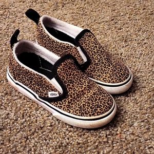 Vans Kids Leopard Print Slip-On Sneakers